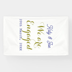 We zijn verloofd paarse gouden naam datum elegante spandoek