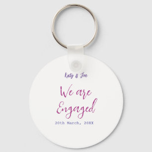 We zijn verloofd paarse roze naam datum elegant ee sleutelhanger