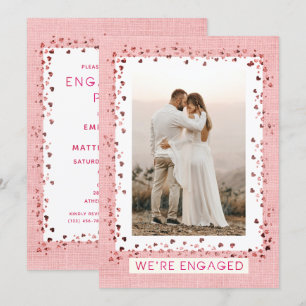 We zijn verloofd Pink Hearts Photo Engagement Part Kaart