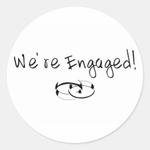 We zijn verloofd (ringen) ronde sticker