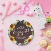 We zijn verloofd Rustic Sunflowers Verloving Feest Papieren Bordje (Feest)