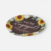 We zijn verloofd Rustic Sunflowers Verloving Feest Papieren Bordje (Gekanteld)