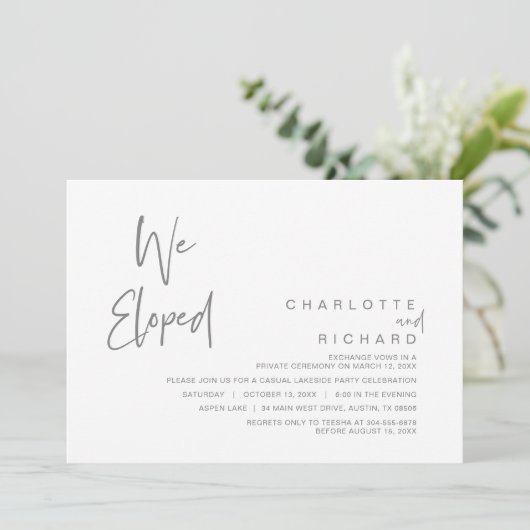 We zijn weggelopen, Bruiloft Elopement Feest Vieri Kaart (Staand voorkant)
