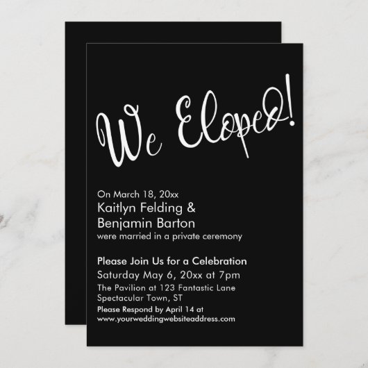 We zijn weggelopen! Moderne zwarte nasleep van het Kaart (Voorkant / Achterkant)