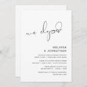 We zijn weggelopen, Trouw Elopement Feest Kaart (Voorkant / Achterkant)