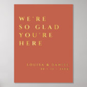 We zijn zo blij dat je hier bent, Terracotta Weddi Folie Afdrukken (Voorkant)