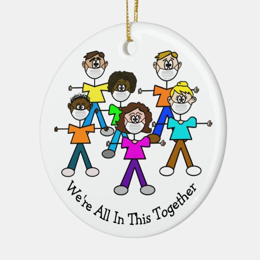We zitten allemaal in deze samen kerstversiering keramisch ornament (Links)