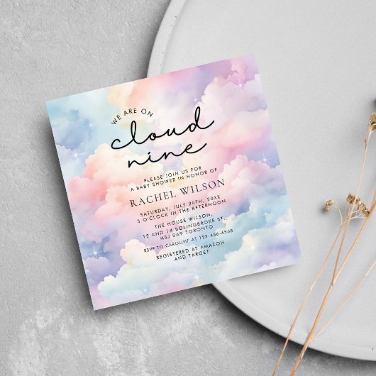 We zitten op Cloud 9 Baby shower Kaart