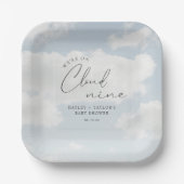 We zitten op Cloud 9 Baby shower Papieren Bordje (Voorkant)
