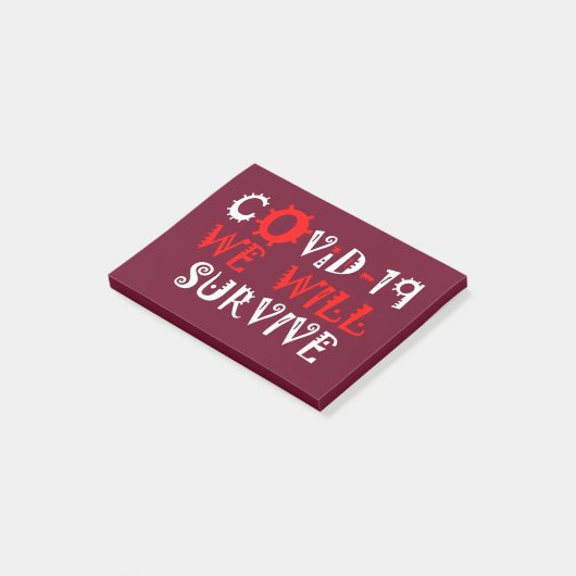 We zullen COVID-19 overleven – kracht en veerkrach Post-it® Notes (Schuin)