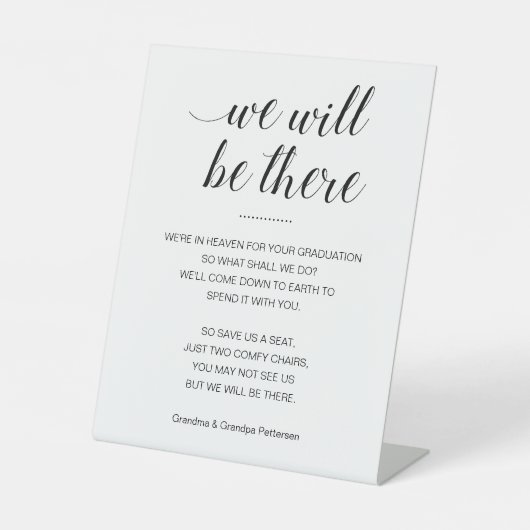 We zullen er zijn gedenkteken met namen Afstuderen Reclamebord Met Voetstuk (Voorkant)