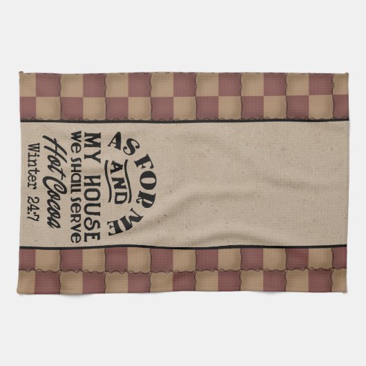 We zullen hete cacao serveren - primitieve stijl theedoek (Horizontaal)