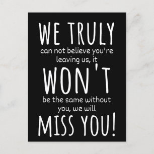 we zullen je niet missen briefkaart