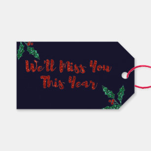 We zullen je sociale vervormende kerst missen. cadeaulabel