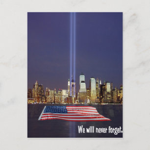 We zullen nooit 9-11 eerbetoon vergeten briefkaart