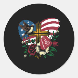 We zullen nooit vergeten de Amerikaanse vlag Memor Ronde Sticker