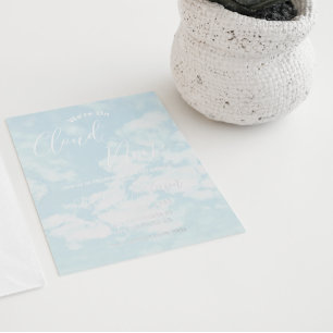 We zweven op wolk negen: Baby shower Folie Uitnodiging