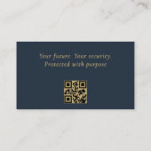 Wealth Manager Minimalist Navy Blue Gold QR-code Visitekaartje (Achterkant)