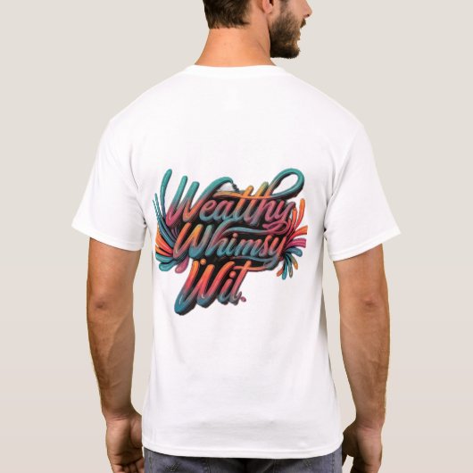 Wealthy Whimsy Wit Mannen basic T-shirt (Achterkant)
