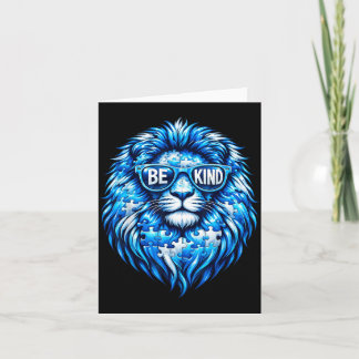 Wear Blue Autism Awareness Puzzle Lion Be Kind Men Kaart