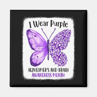 Wear purple alzheimer's and brain awareness month magneet