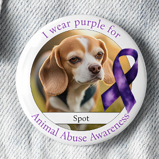 Wear Purple for Animal Abuse Awareness Photo Ronde Button 5,7 Cm