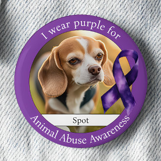 Wear Purple for Animal Abuse Awareness Photo Ronde Button 5,7 Cm