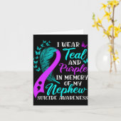 Wear Teal Purple In Memory Of My Nephew Suicide Aw Kaart (Gele Bloem)