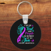 Wear Teal Purple In Memory Of My Son Suicide Aware Sleutelhanger (Voorkant)