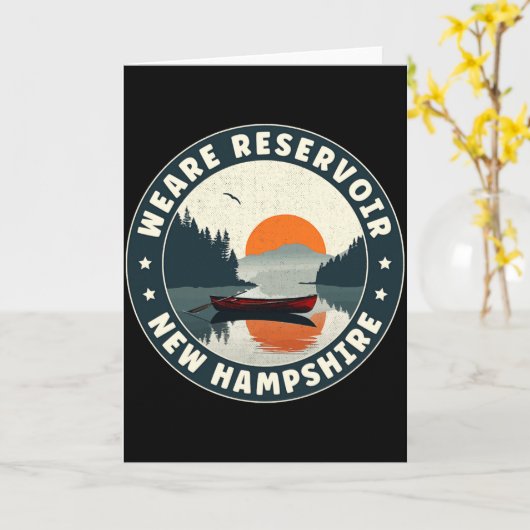 Weare Reservoir New Hampshire Sunset T Shirt Kaart (Gele Bloem)