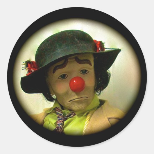 Weary Willie Triste Clown Grand Sticker Rond (Devant)