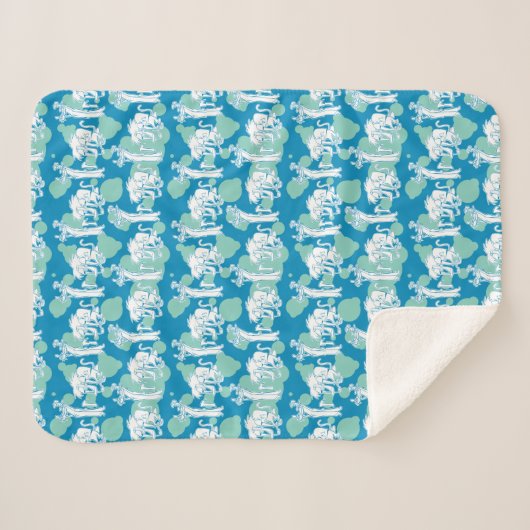 Weasel & Baboon Blue Character Pattern Sherpa Deken (Voorkant (horizontaal))