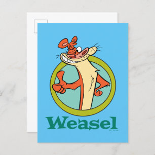 Weasel duikt op teken grafisch briefkaart