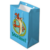 Weasel duikt op teken grafisch medium cadeauzakje (Voorkant Gekanteld)