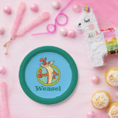 Weasel duikt op teken grafisch papieren bordje (Feest)
