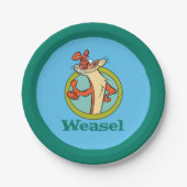 Weasel duikt op teken grafisch papieren bordje (Voorkant)