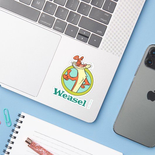 Weasel duikt op teken grafisch sticker (Laptop met iPhone)