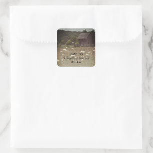 Weathered Barn country Wedding Dank je wel voor ta Vierkante Sticker