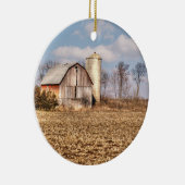 Weathered Barn & Silo op Cornfield Keramisch Ornament (Rechts)