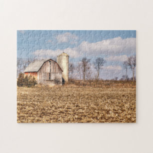 Weathered Barn & Silo op Cornfield Legpuzzel