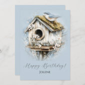 Weathered Birdhouse and Bird Happy Birthday | (Voorkant / Achterkant)