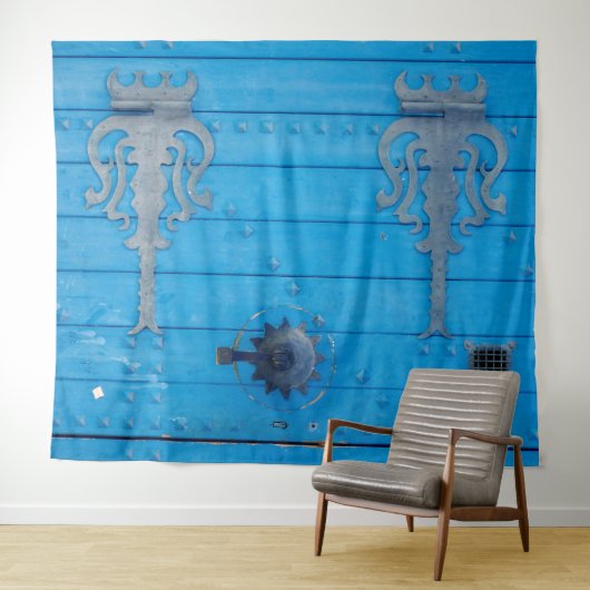 Weathered Bright Blue Dedoor Backdrop Tunesië Wandkleed (In Situ (horizontaal))