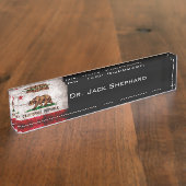 Weathered  California State Flag Naambordje (Zijkant)