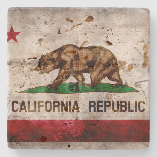 Weathered  California State Flag Stenen Onderzetter (Voorkant)
