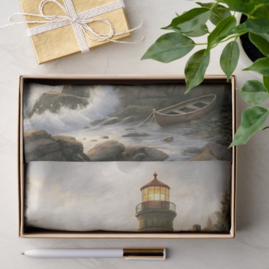 Weathered Lighthouse At Dusk Decoupage Tissuepapier (Geschenk)