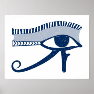 Weathered look Blue Eye of Horus Lucky-symbool Poster