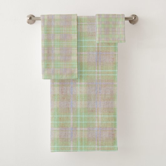 Weathered Neutral Sage Plaid Bad Handdoek (Insitu)