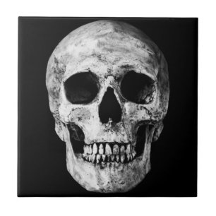 Weathered Old Skull - zwart & wit Tegeltje