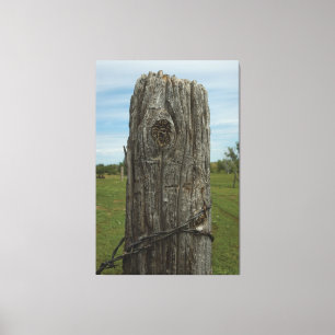 Weathered Sod Home Fence Post - Wilde plaatsen Fot Canvas Afdruk