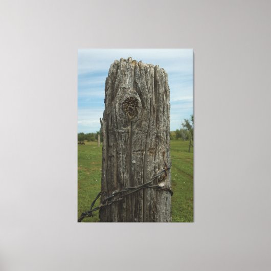Weathered Sod Home Fence Post - Wilde plaatsen Fot Canvas Afdruk (Voorkant)